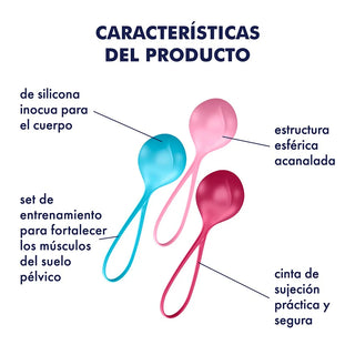 BOLITAS KEGEL SATISFYER CO3 SINGLES SET 3, STRENGTHENING BALLS.