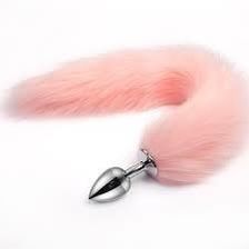 PLUG ANAL ACERO INOXIDABLE CON COLA DE ZORRO ROSADA TALLA S