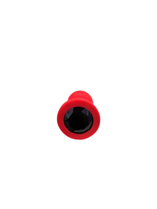 PLUG ANAL DE SILICONA ROJO CON JOYA NEGRO TALLA S