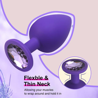 PLUG ANAL DE SILICONA MORADO CON JOYA LILA TALLA S