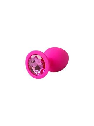 PLUG ANAL DE SILICONA FUCSIA CON JOYA FUCSIA  TALLA S