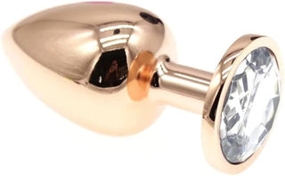 PLUG ANAL DE ACERO TALLA S ROSE GOLD CON JOYA TRANSPARENTE