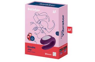 VIBRADOR PARA PAREJAS CON APP SATISFYER DOUBLE JOY MORADO.