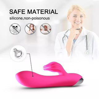 VIBRADOR RECARGABLE CON ESTIMULADOR DE CLITORIS HIBISCO.