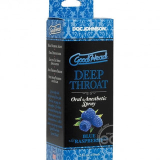SPRAY SEXO ORAL ANTIARCADA GOOD HEAD SABOR FRAMBUESA AZUL 59 ML.